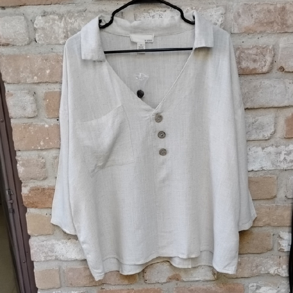 Women's Cream Button-Up Top